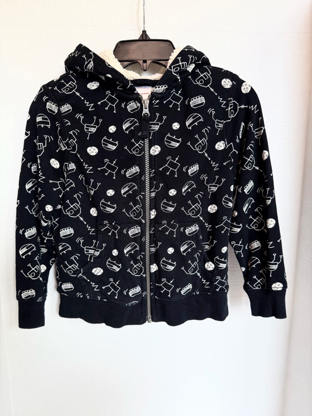 Hanna Andersson Black Robot-Print Zip Hoodie Like New size 5